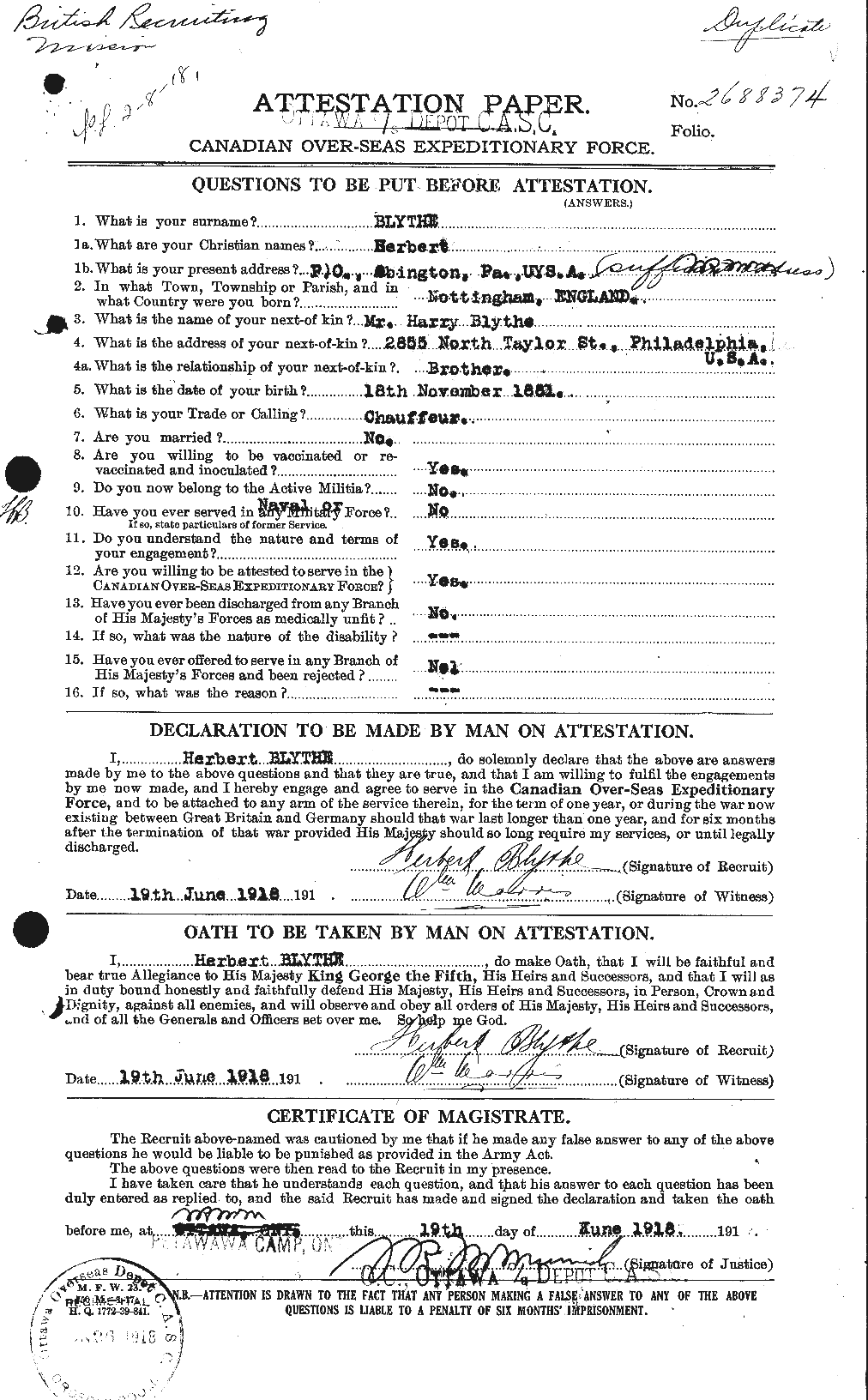 Personnel Records of the First World War - CEF 249157a