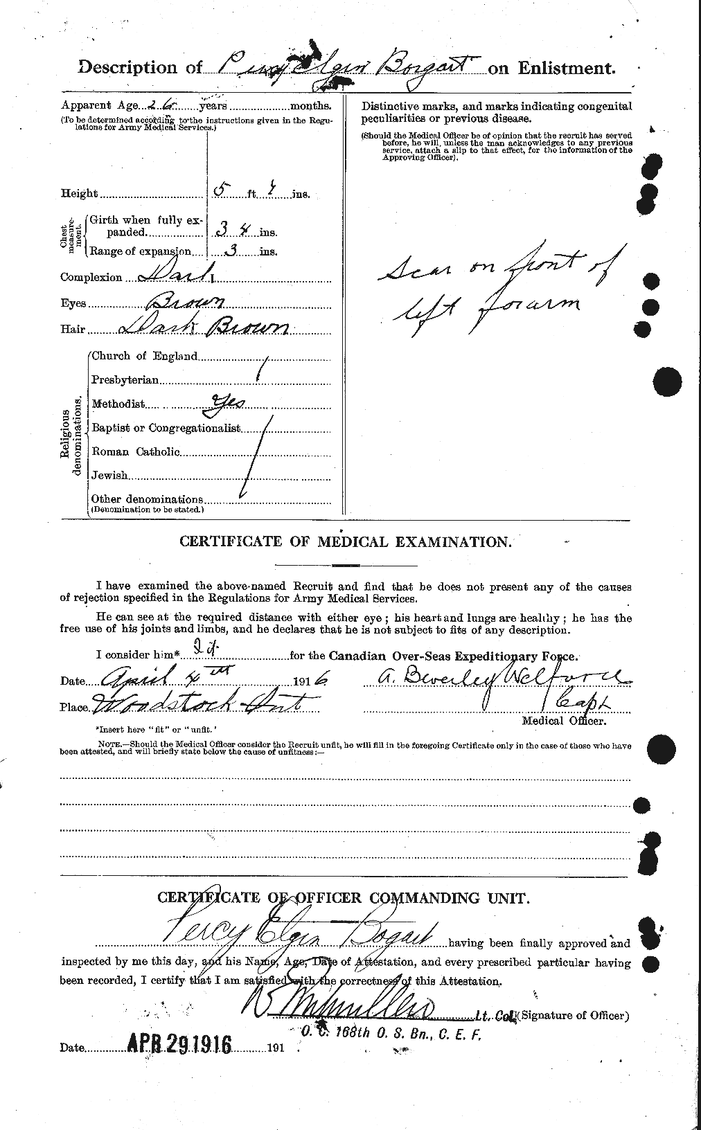Dossiers du Personnel de la Première Guerre mondiale - CEC 249210b