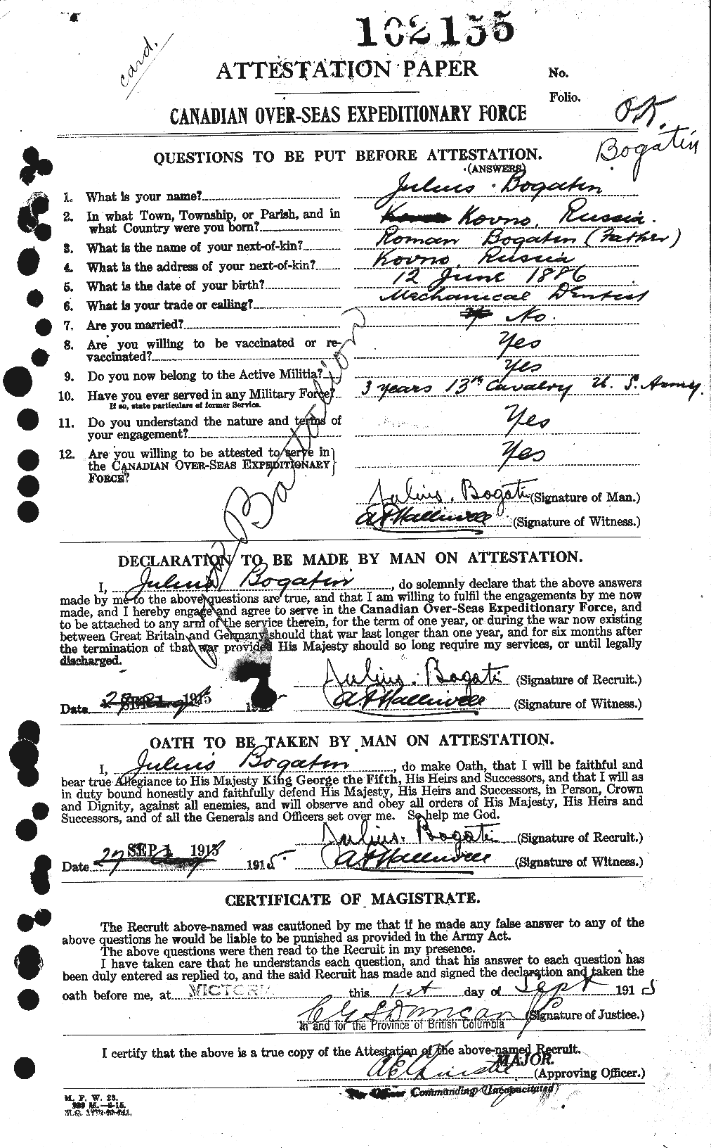 Personnel Records of the First World War - CEF 249215a