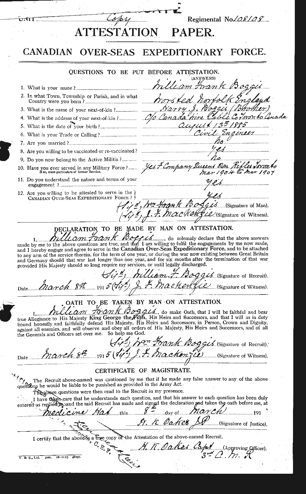 Personnel Records of the First World War - CEF 249238a