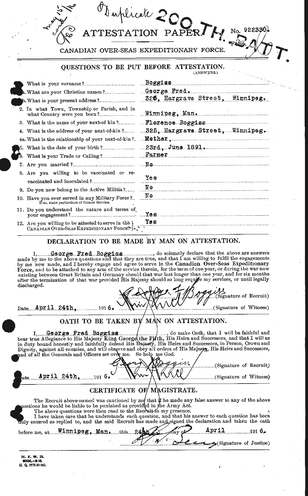 Personnel Records of the First World War - CEF 249243a