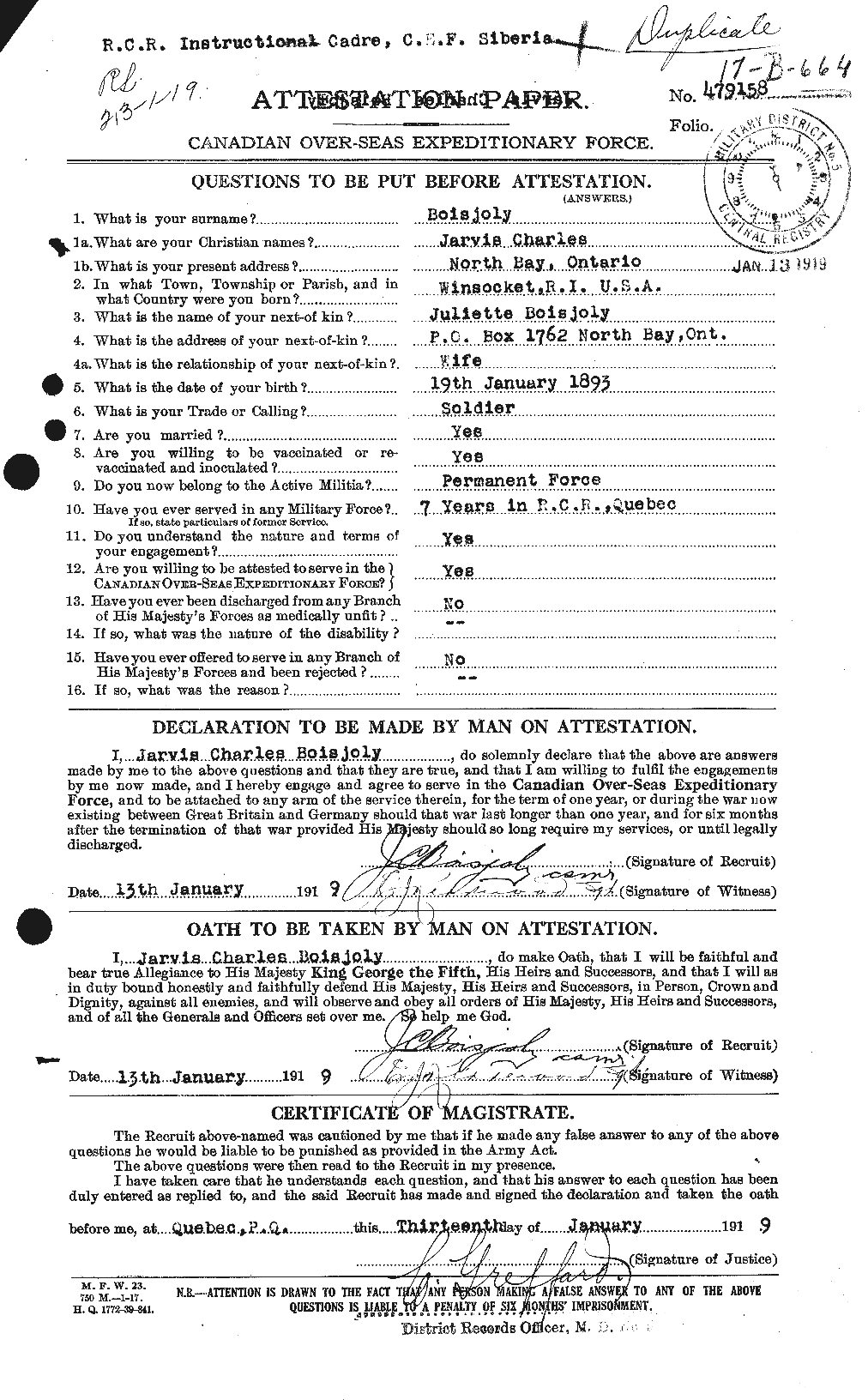 Personnel Records of the First World War - CEF 249414a