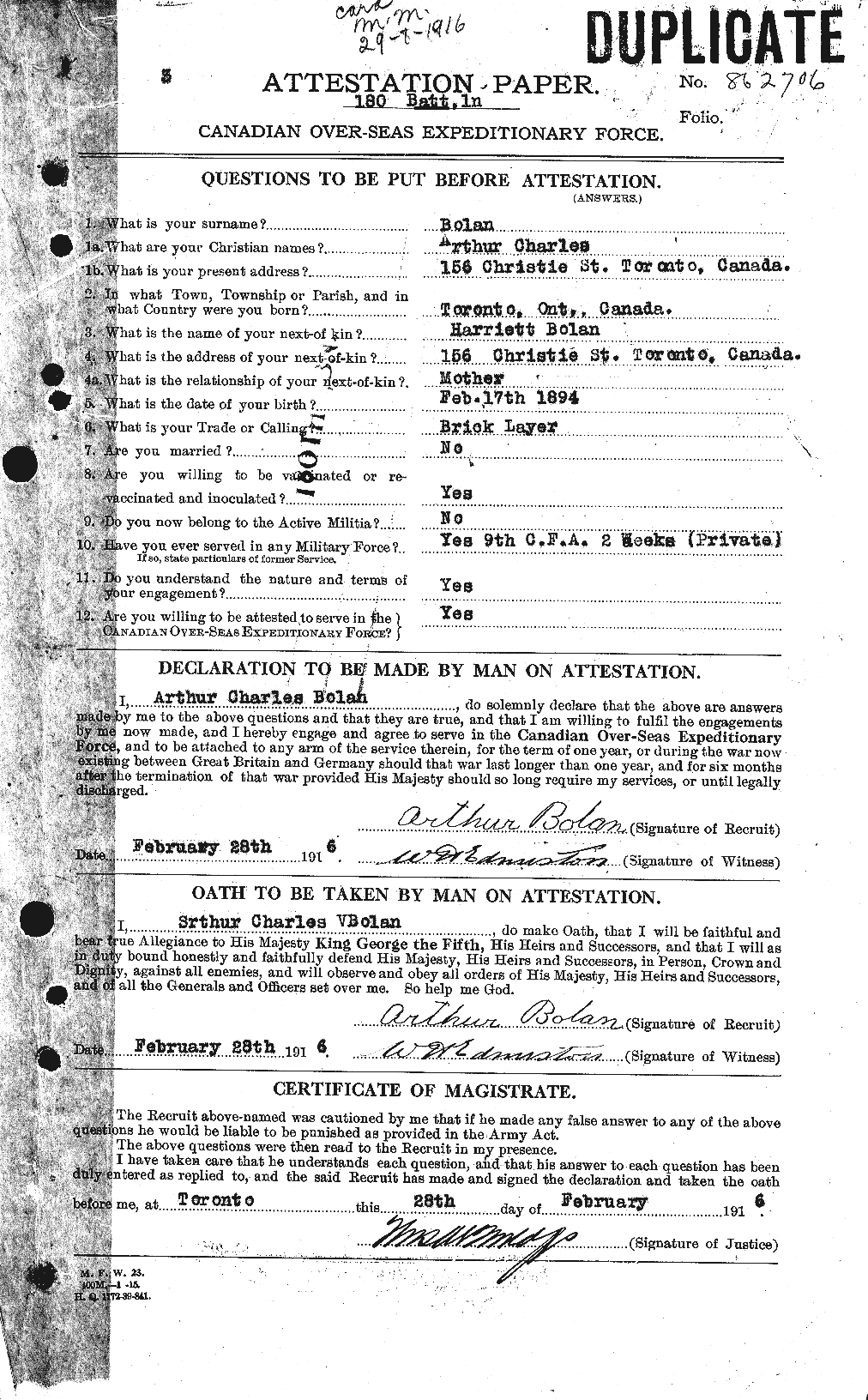 Personnel Records of the First World War - CEF 249504a