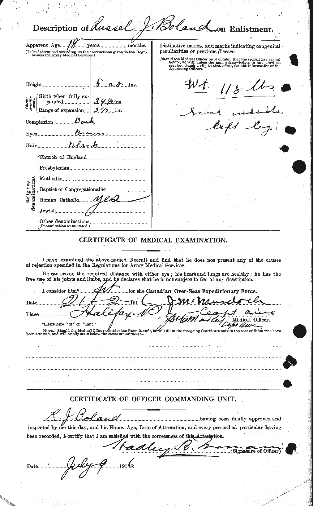 Dossiers du Personnel de la Première Guerre mondiale - CEC 249543b