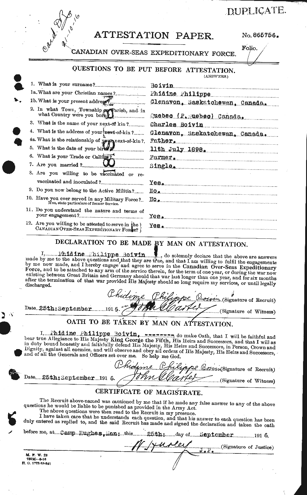 Personnel Records of the First World War - CEF 249602a