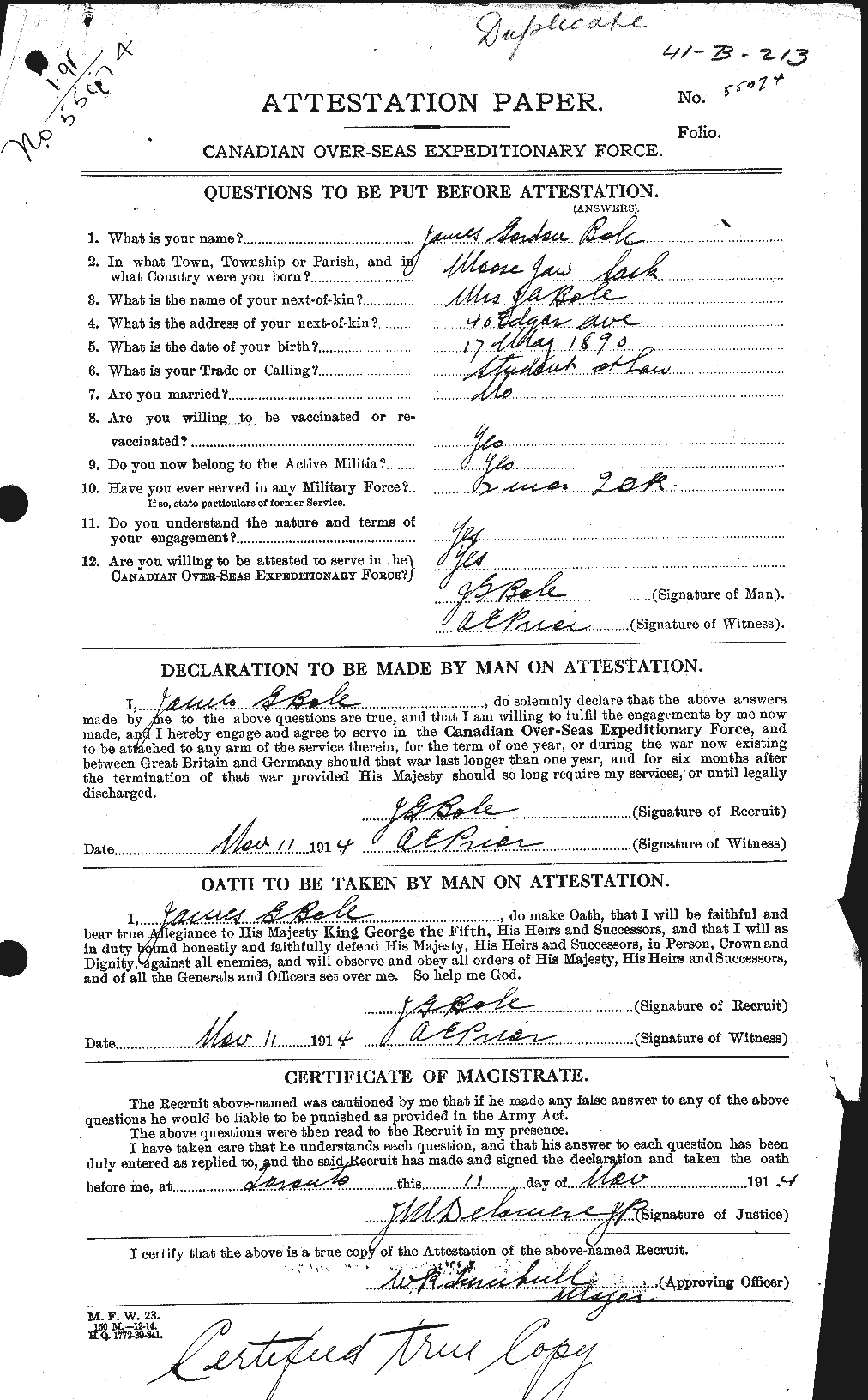 Personnel Records of the First World War - CEF 249784a