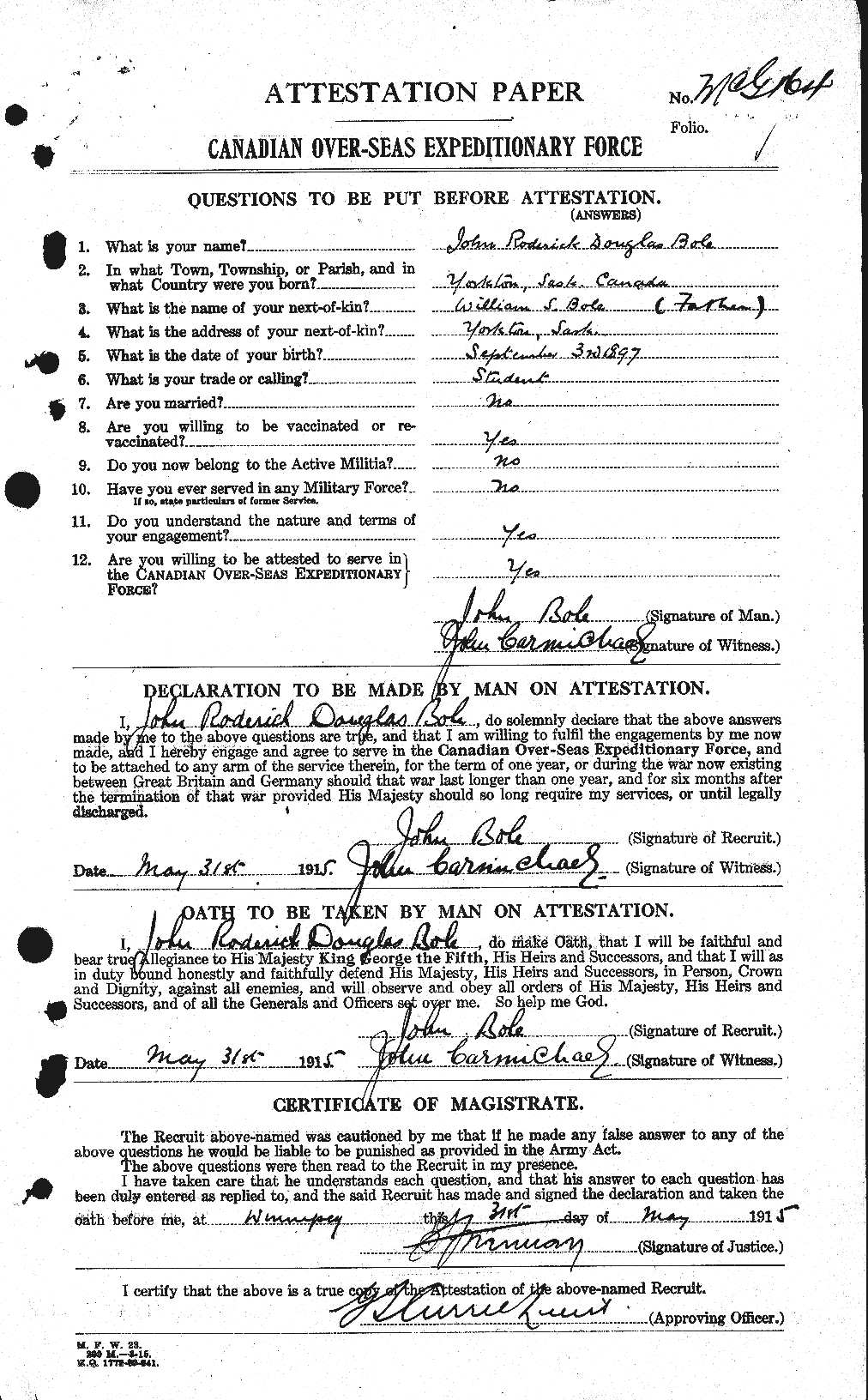 Personnel Records of the First World War - CEF 249787a