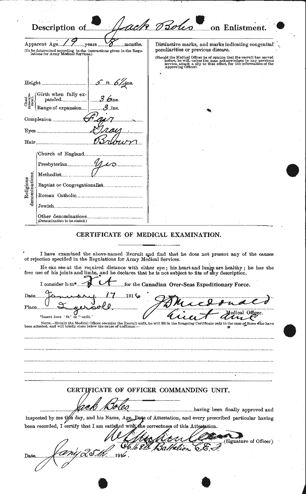 Dossiers du Personnel de la Première Guerre mondiale - CEC 249817b