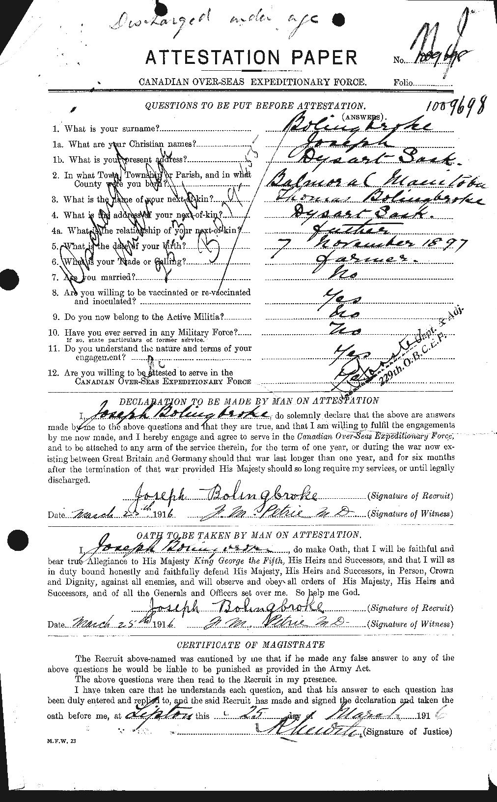 Personnel Records of the First World War - CEF 249877a