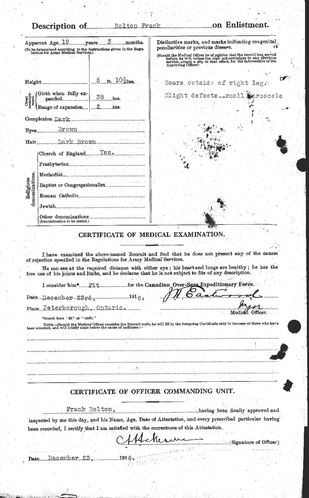 Personnel Records of the First World War - CEF 250005b