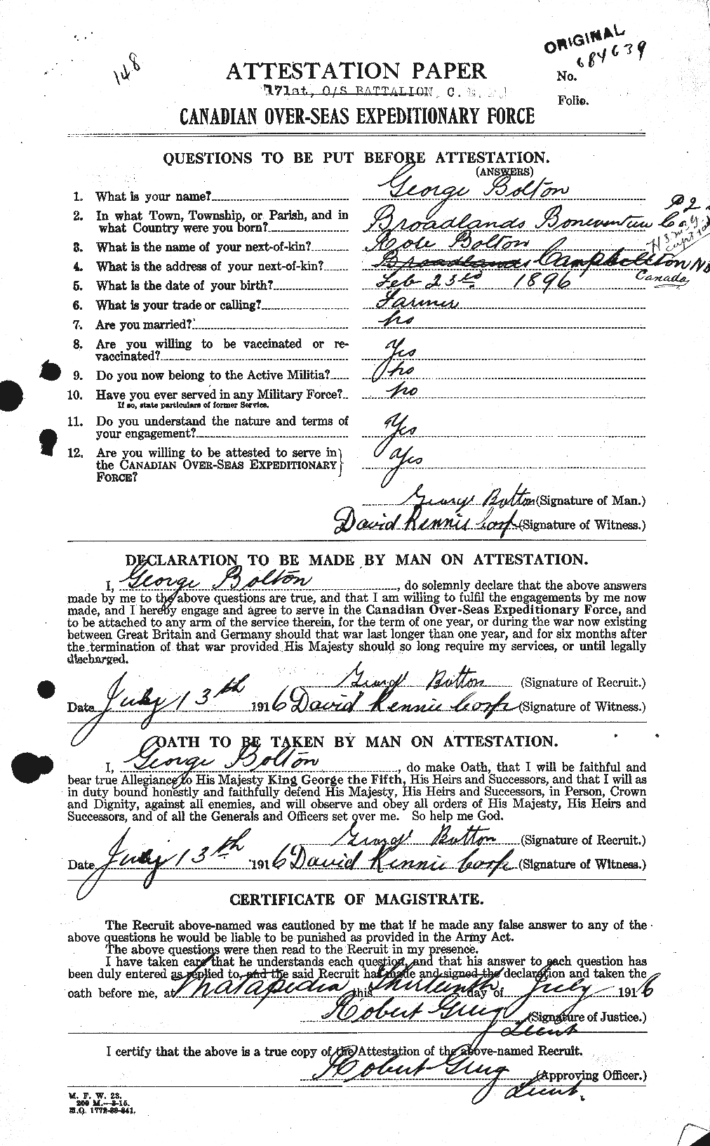 Personnel Records of the First World War - CEF 250027a