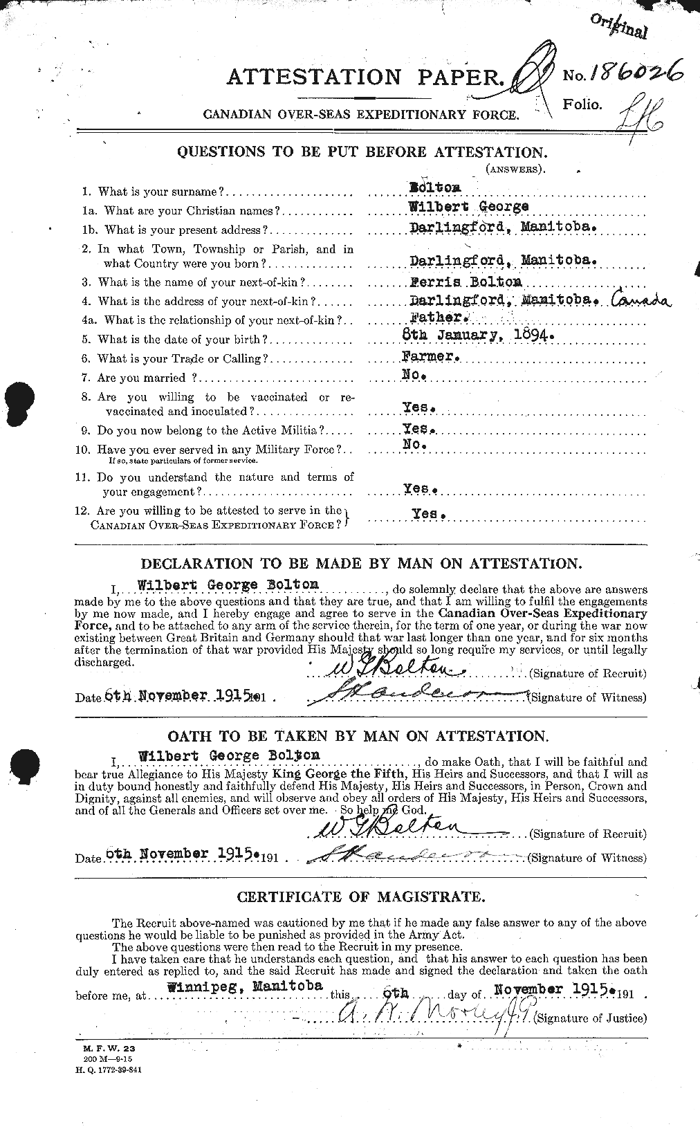 Personnel Records of the First World War - CEF 250137a