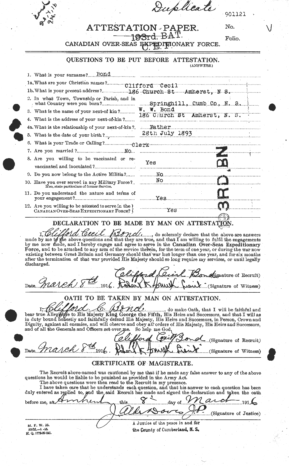 Personnel Records of the First World War - CEF 250270a