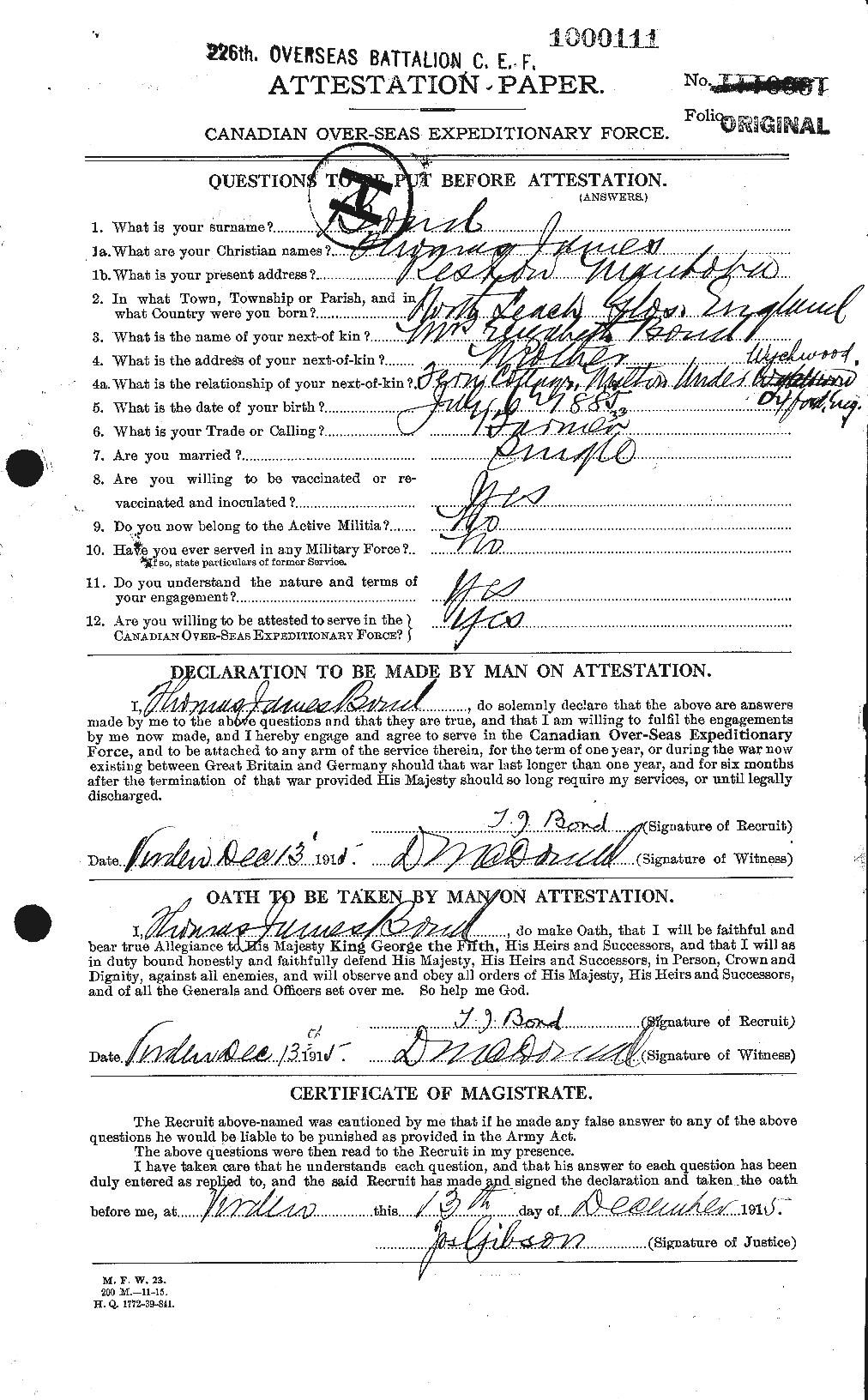 Personnel Records of the First World War - CEF 250437a
