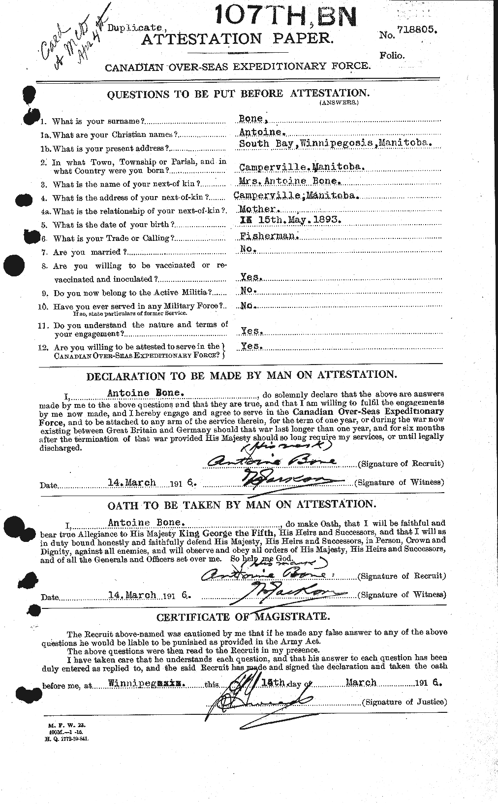 Personnel Records of the First World War - CEF 250504a
