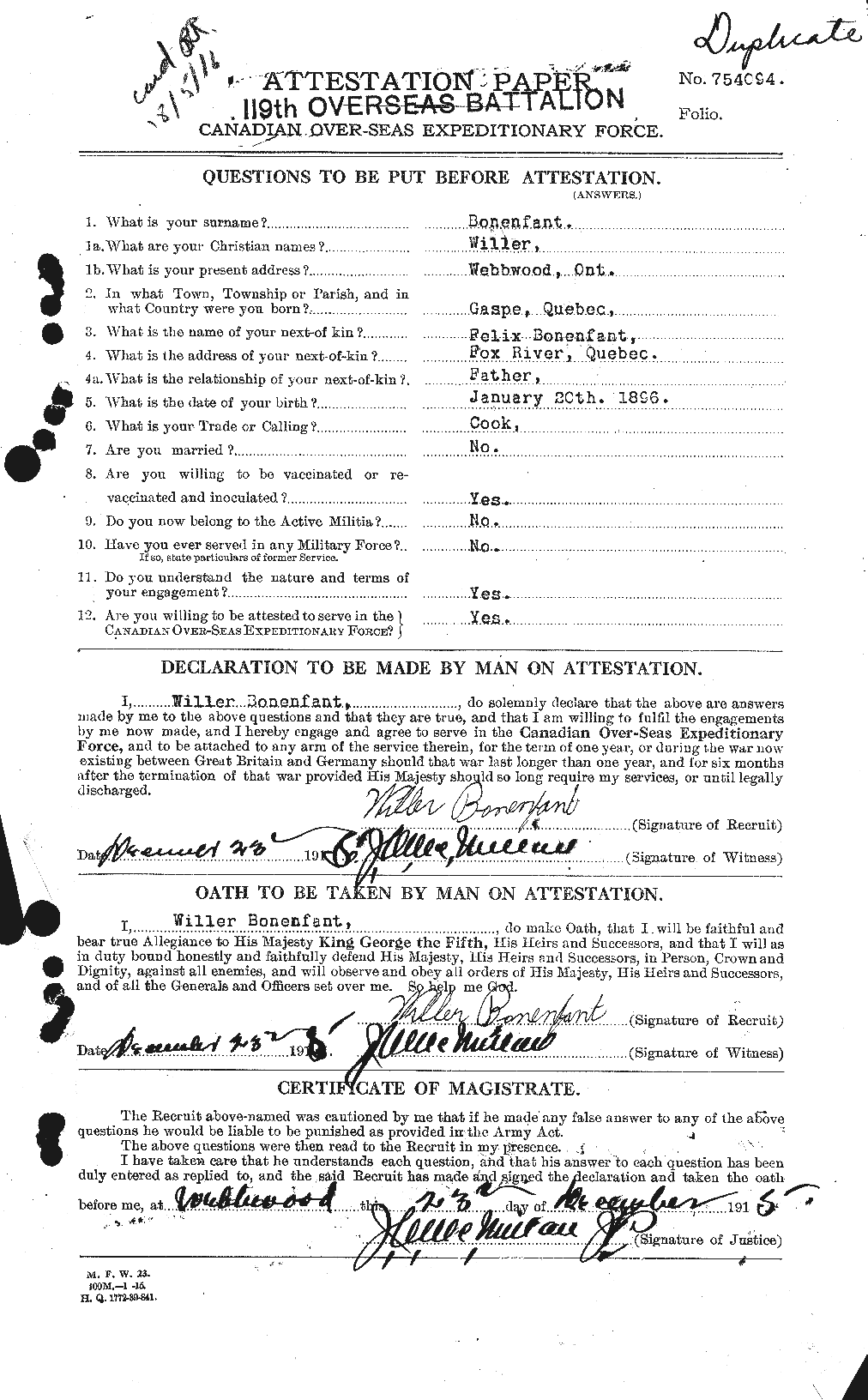 Personnel Records of the First World War - CEF 250574a