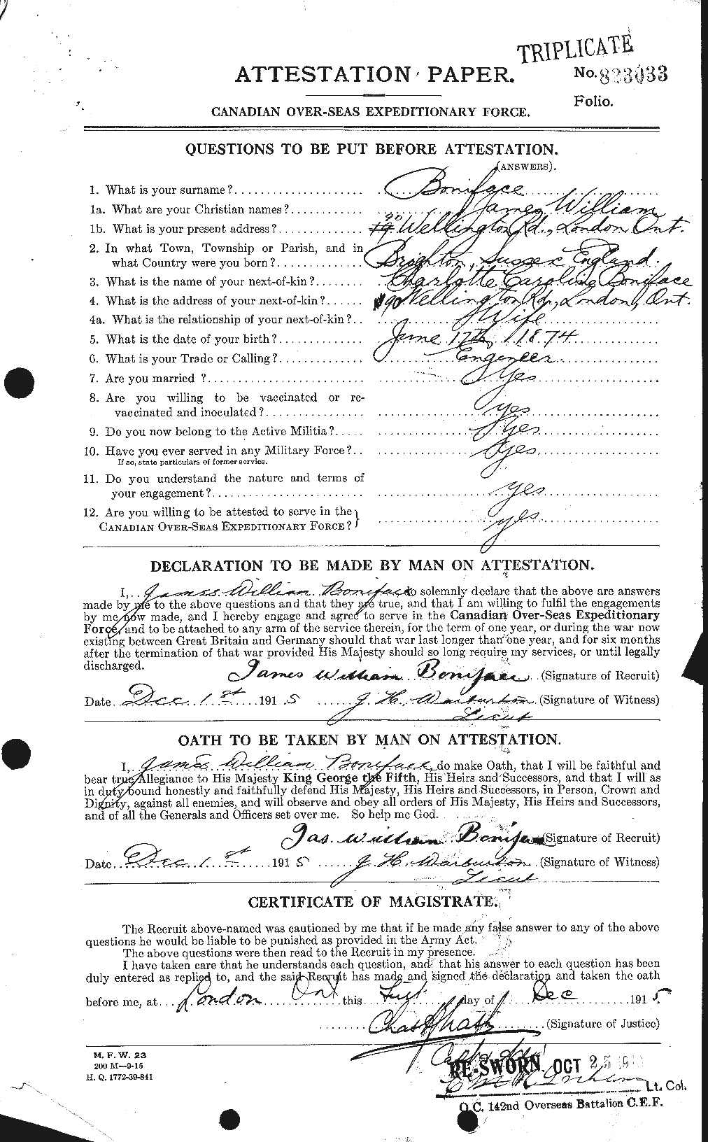 Personnel Records of the First World War - CEF 250653a