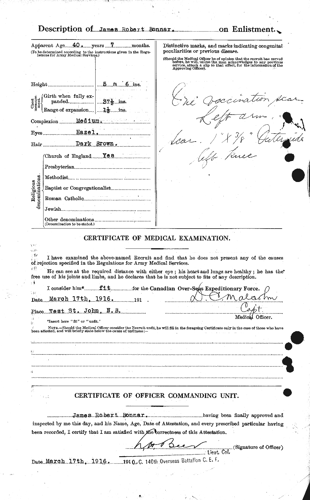 Dossiers du Personnel de la Première Guerre mondiale - CEC 250705b