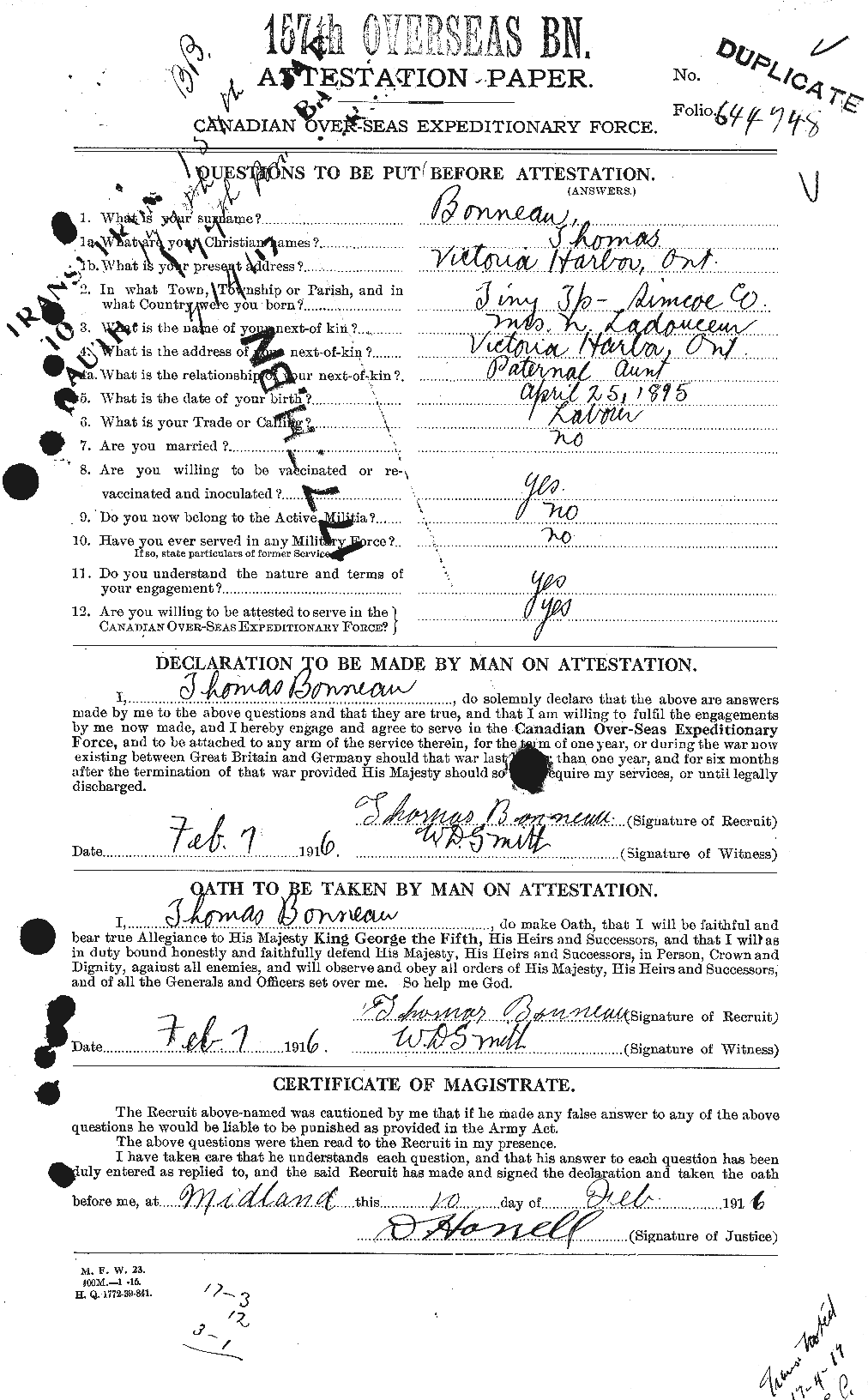 Personnel Records of the First World War - CEF 250723a