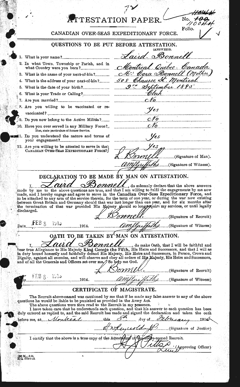 Personnel Records of the First World War - CEF 250750a