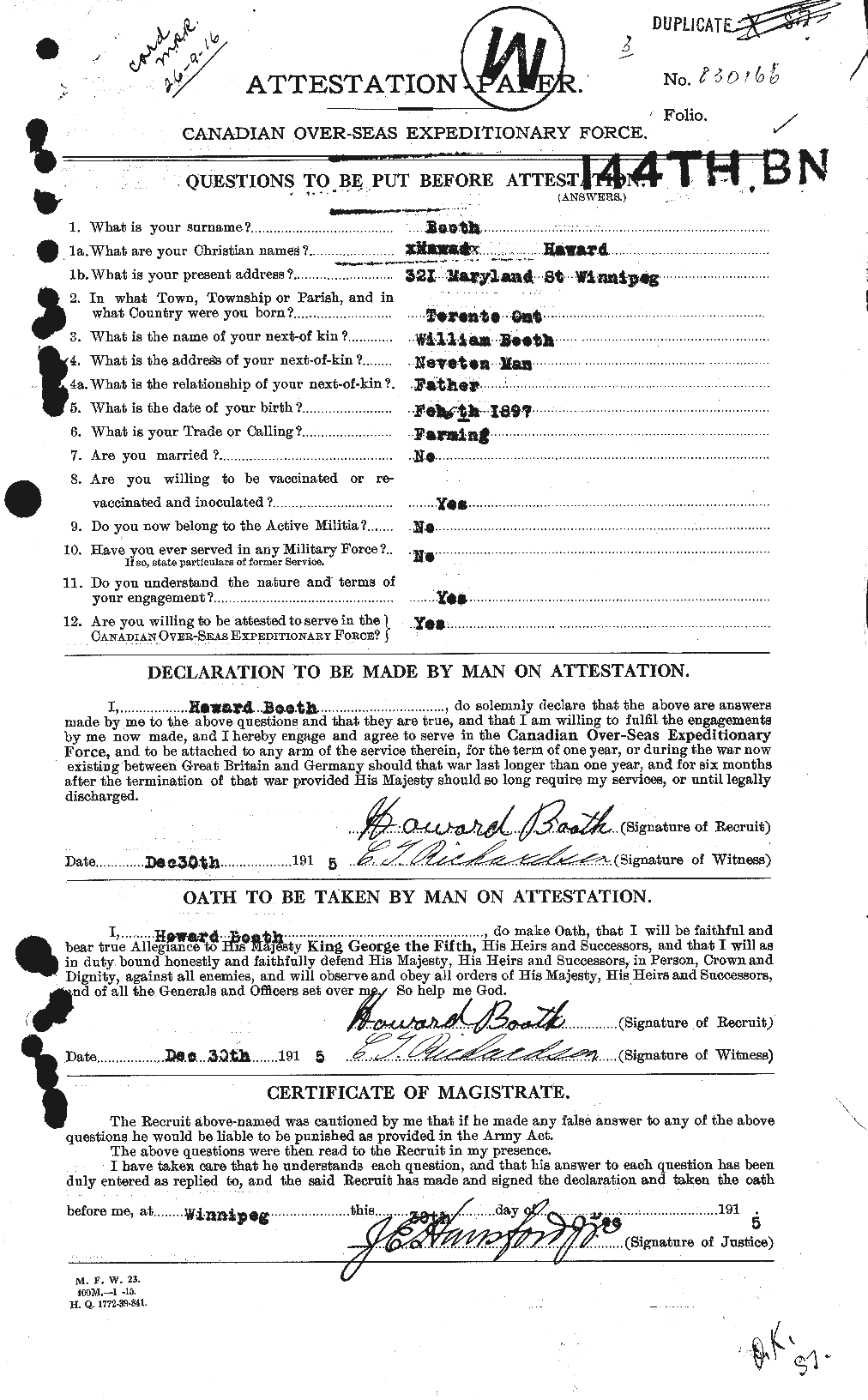 Personnel Records of the First World War - CEF 250894a