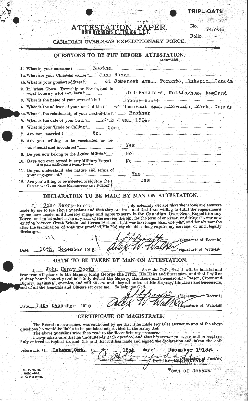Personnel Records of the First World War - CEF 250926a