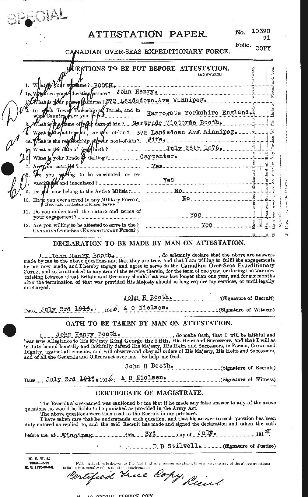 Personnel Records of the First World War - CEF 250928a