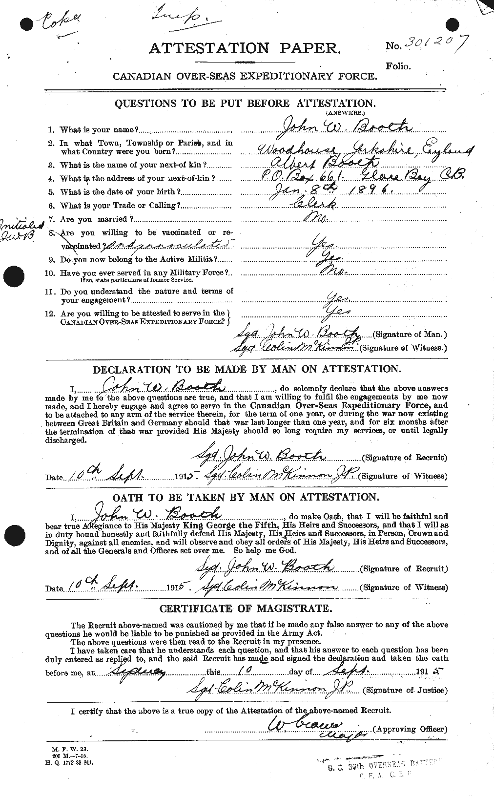 Personnel Records of the First World War - CEF 250934a