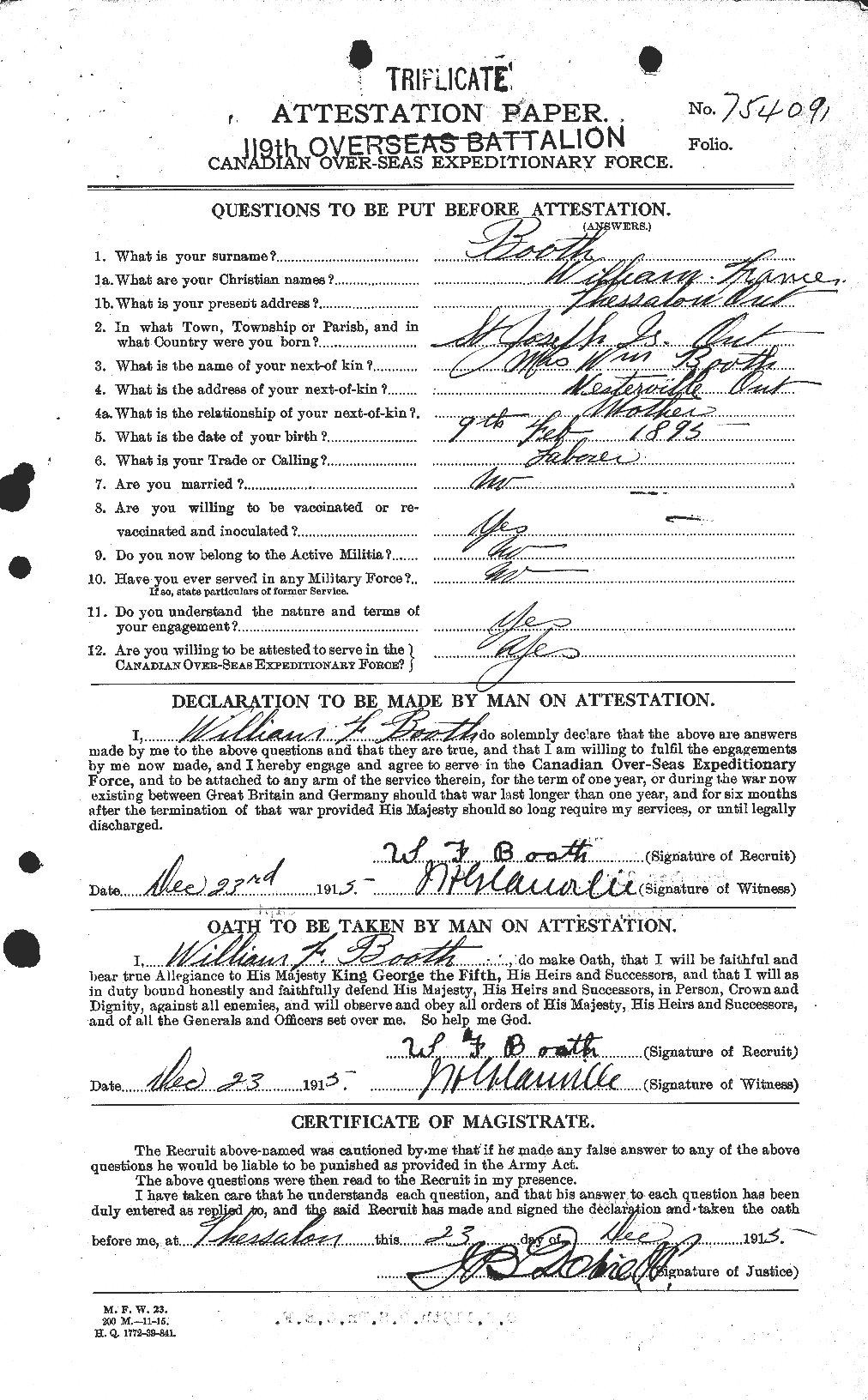 Personnel Records of the First World War - CEF 251026a