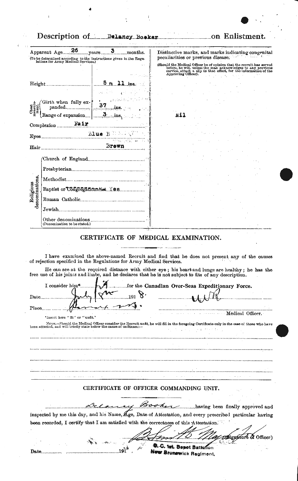 Dossiers du Personnel de la Première Guerre mondiale - CEC 251240b