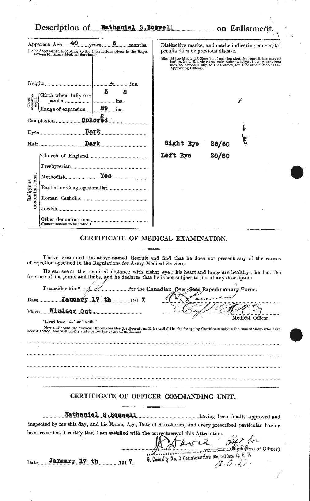 Dossiers du Personnel de la Première Guerre mondiale - CEC 251950b