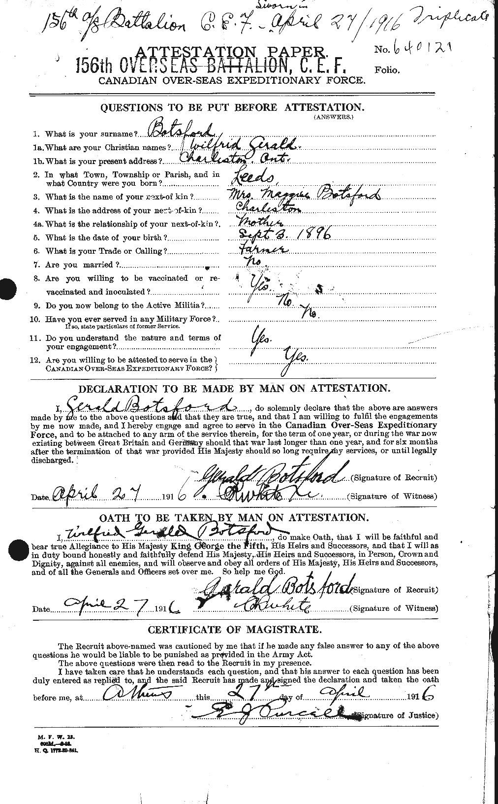 Personnel Records of the First World War - CEF 252039a