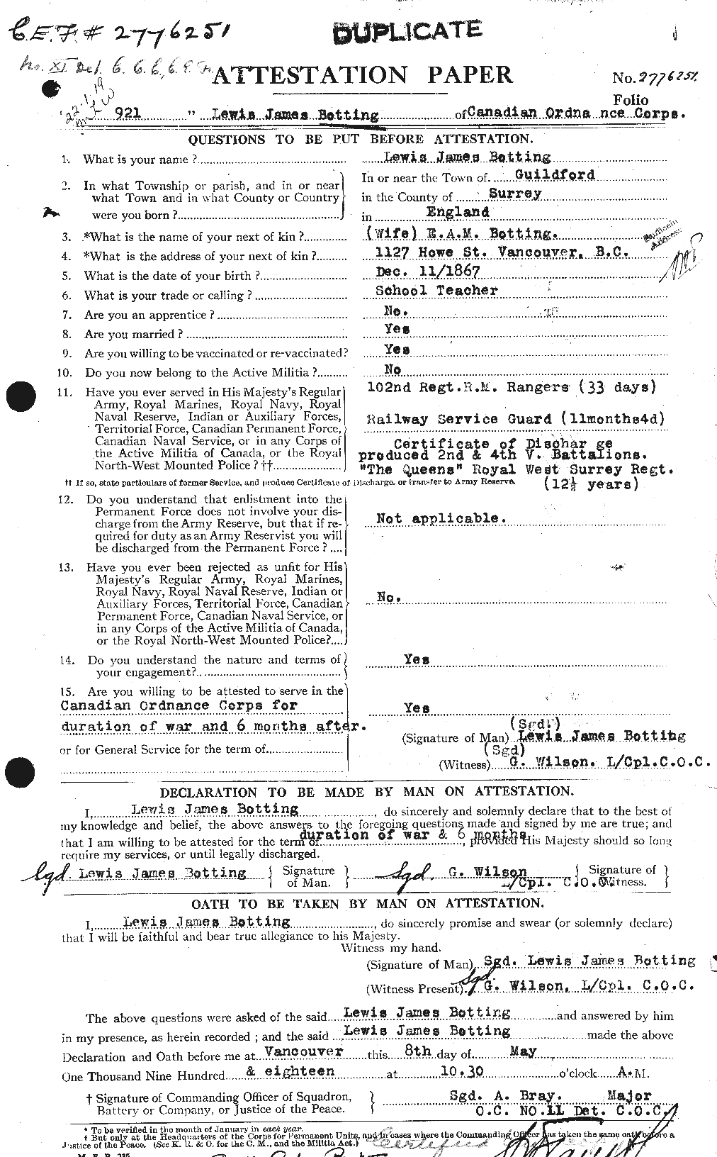 Personnel Records of the First World War - CEF 252099a