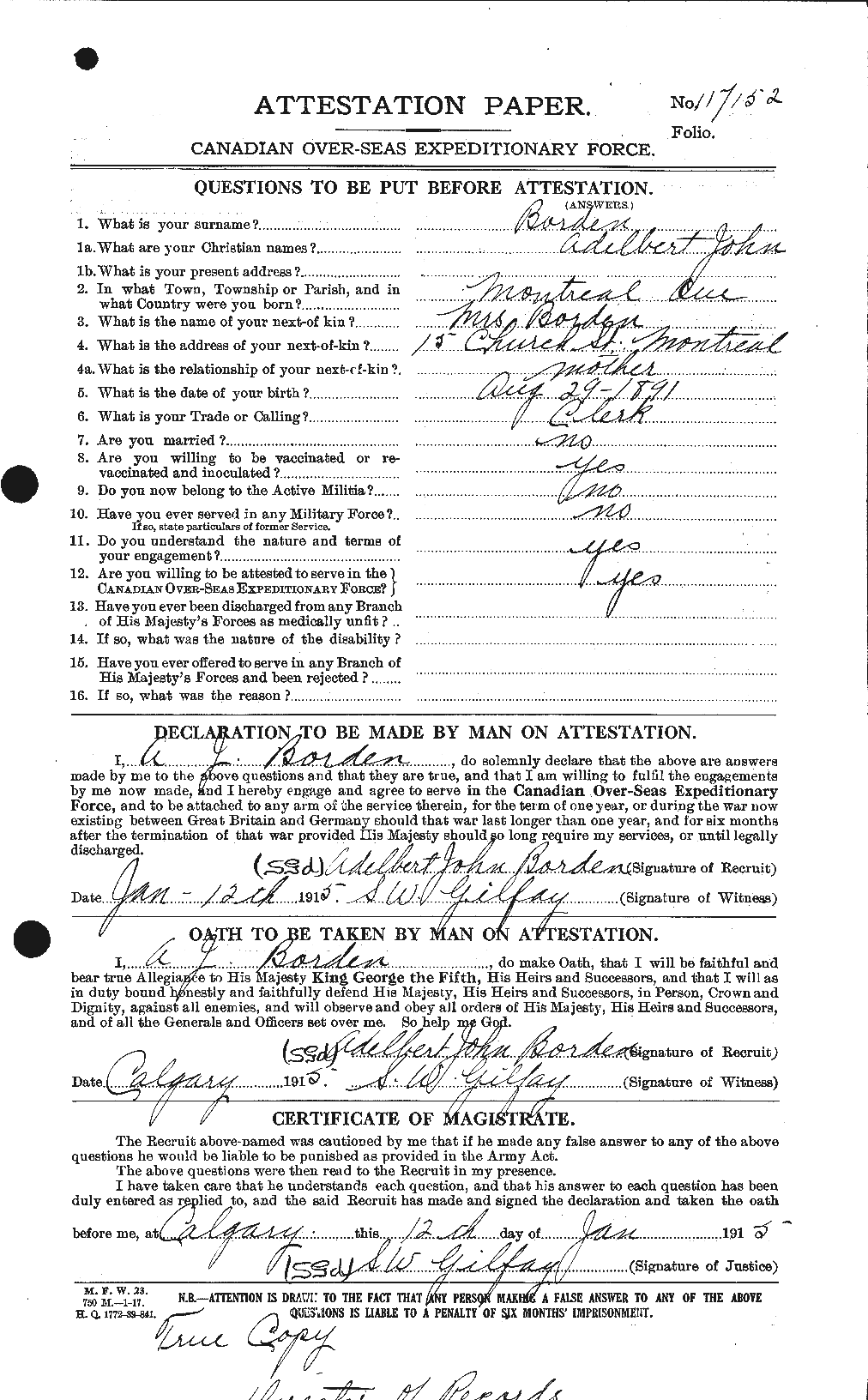 Personnel Records of the First World War - CEF 252279a