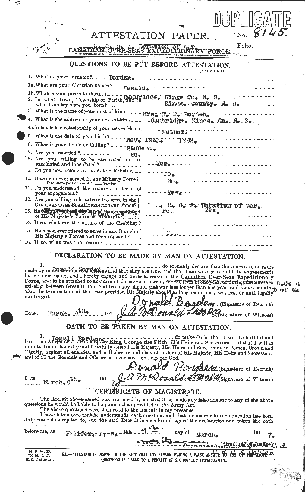 Personnel Records of the First World War - CEF 252288a