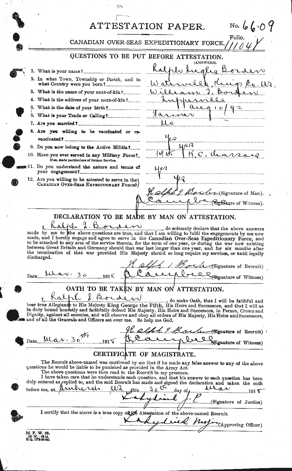 Personnel Records of the First World War - CEF 252311a