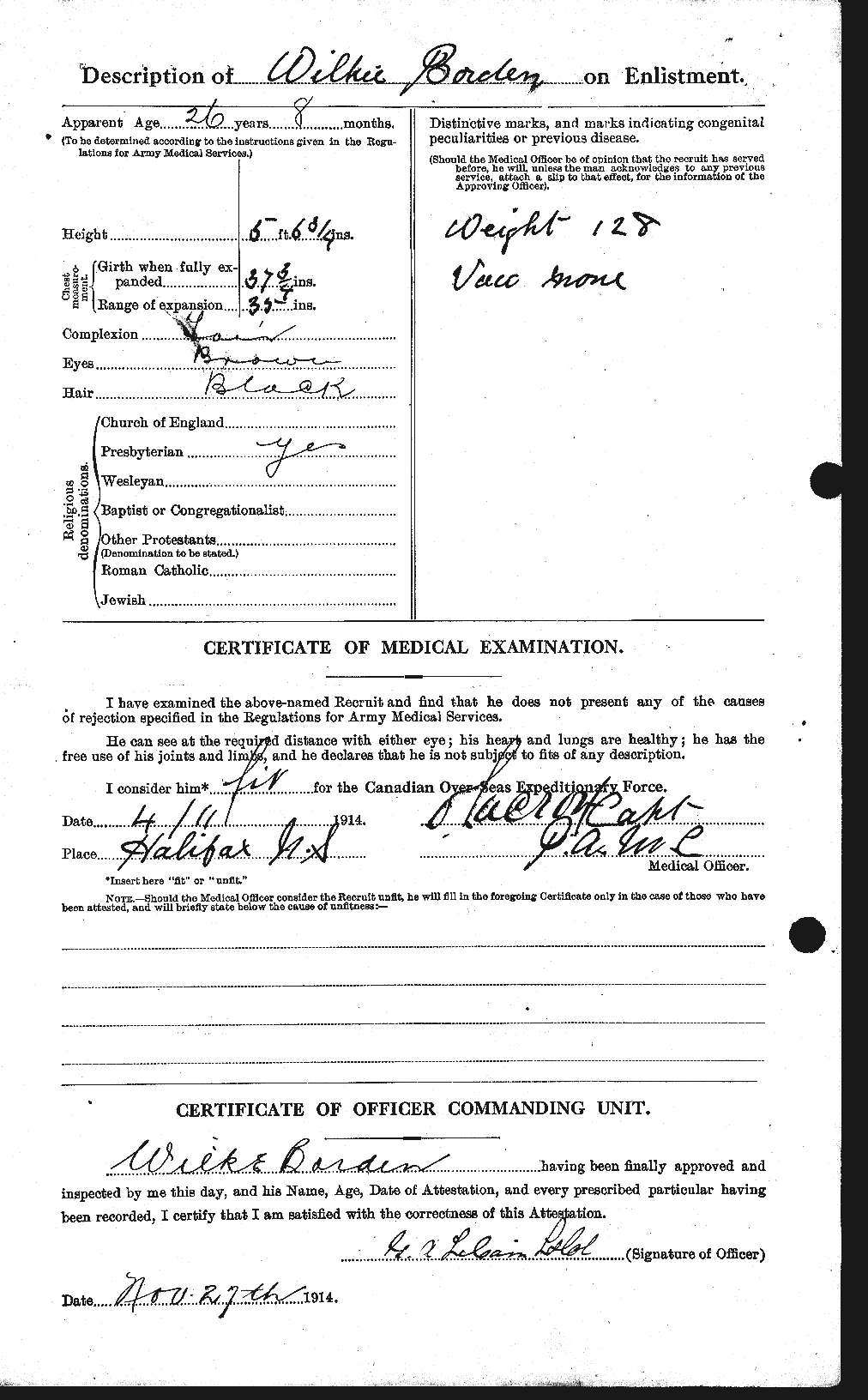 Dossiers du Personnel de la Première Guerre mondiale - CEC 252320b