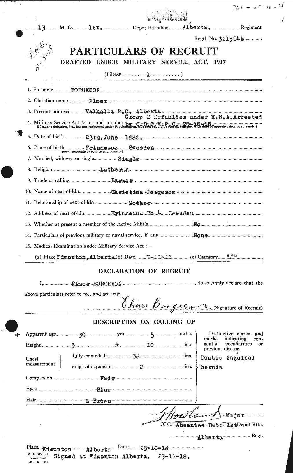 Dossiers du Personnel de la Première Guerre mondiale - CEC 252386a