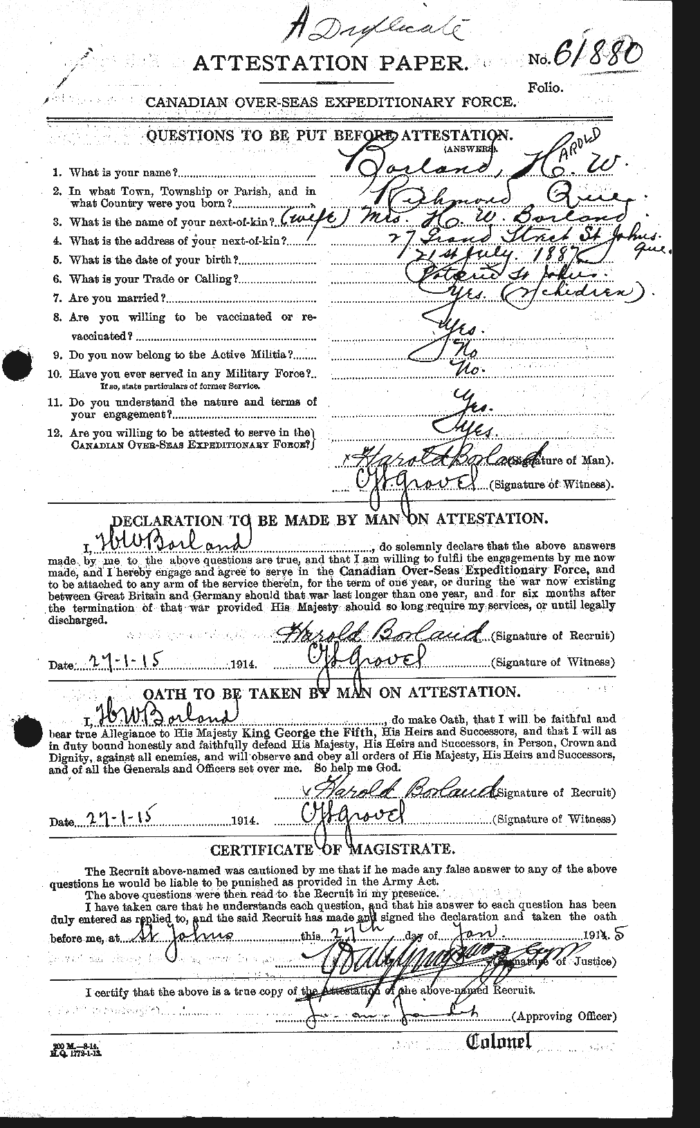 Personnel Records of the First World War - CEF 252437a