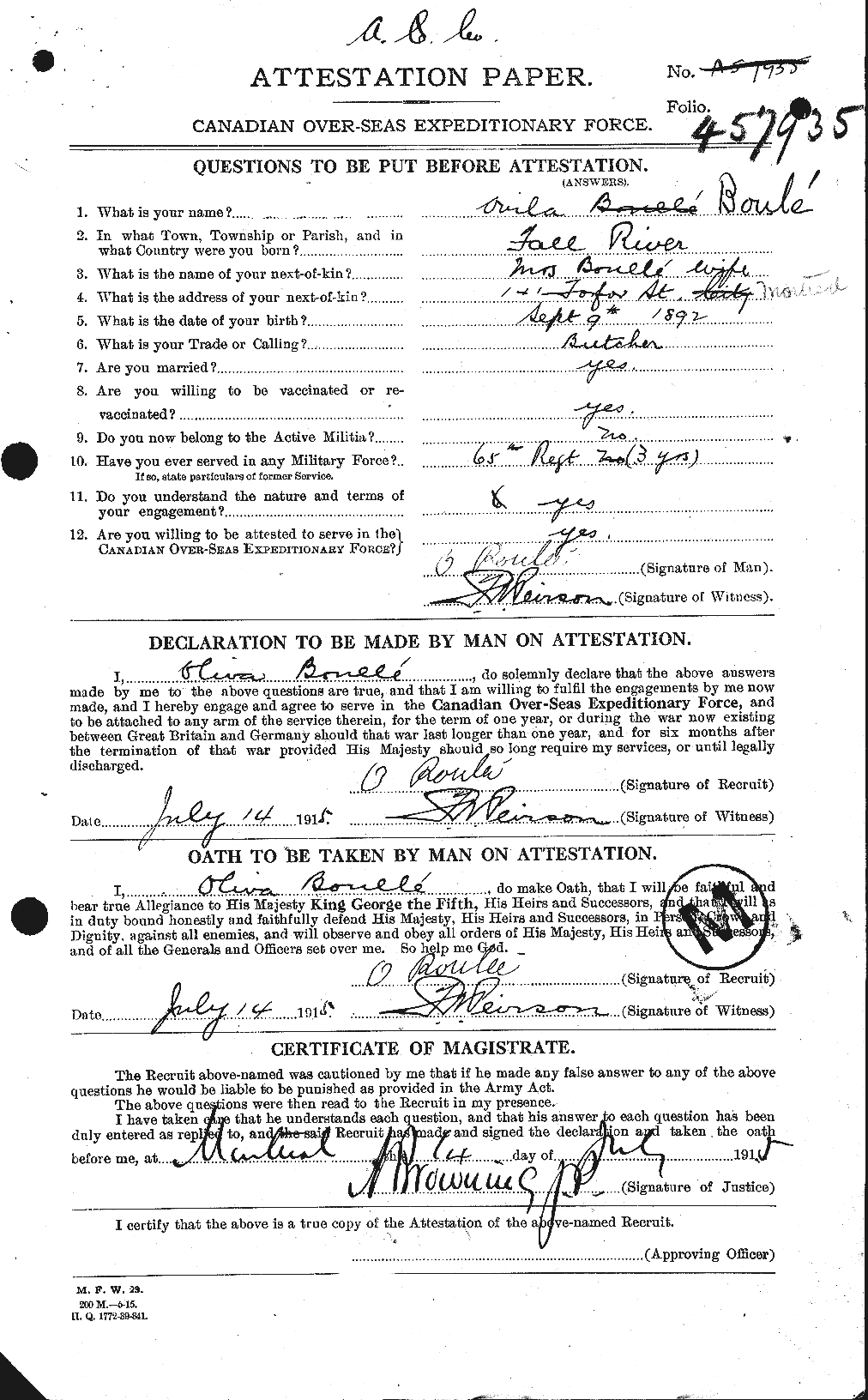 Personnel Records of the First World War - CEF 252839a