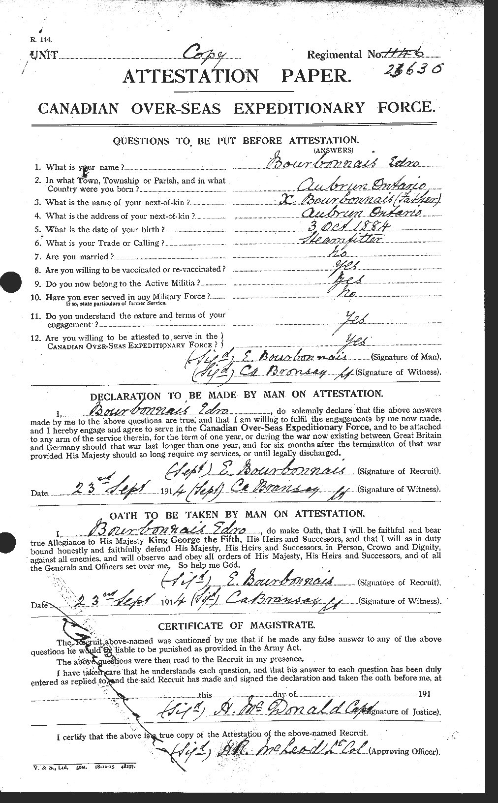 Personnel Records of the First World War - CEF 253259a