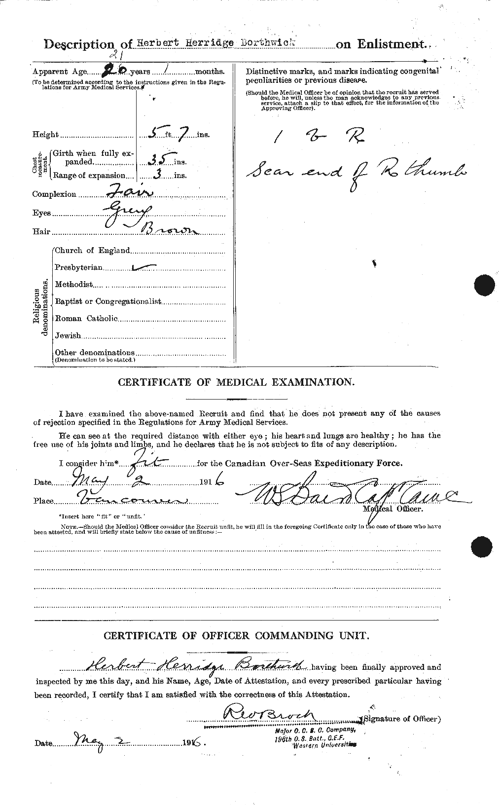 Dossiers du Personnel de la Première Guerre mondiale - CEC 253497b