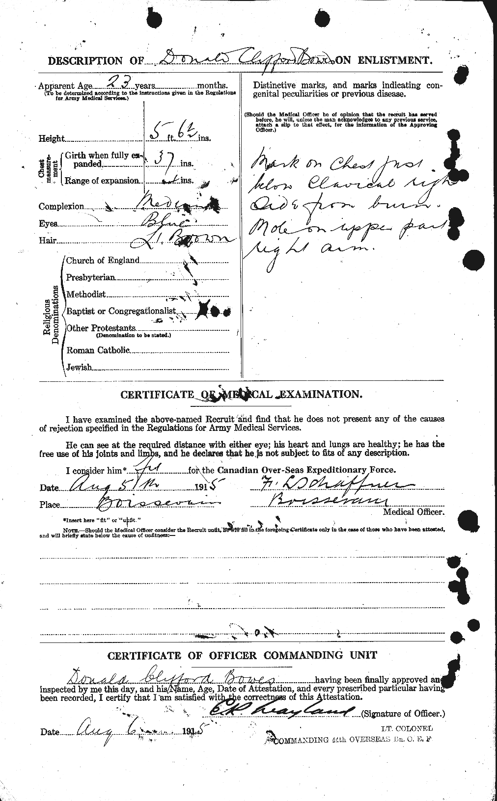 Dossiers du Personnel de la Première Guerre mondiale - CEC 253616b