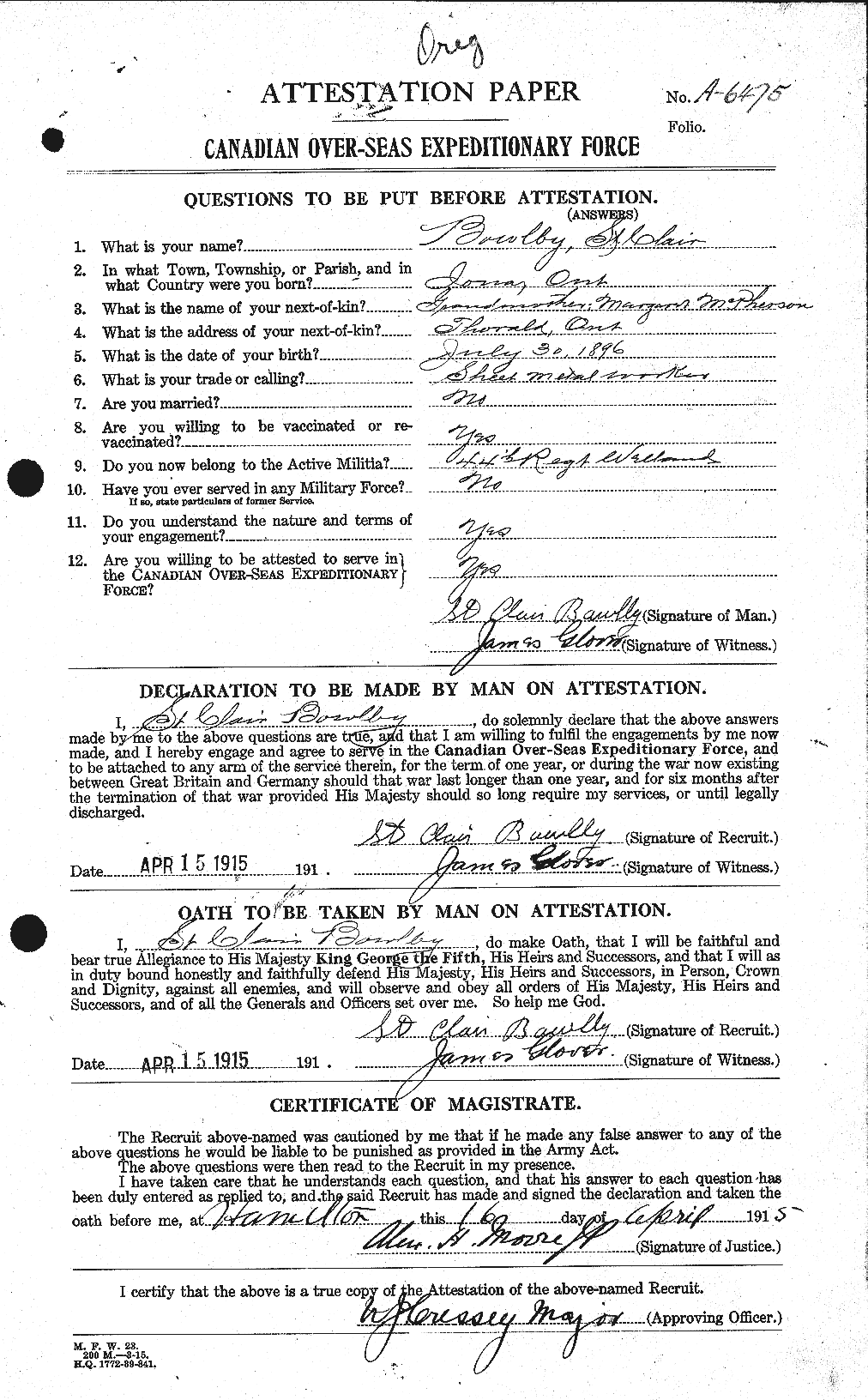 Personnel Records of the First World War - CEF 253802a