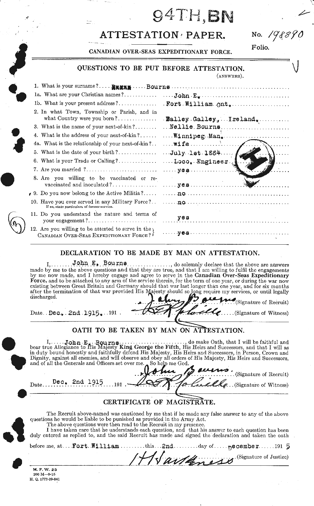 Personnel Records of the First World War - CEF 254174a
