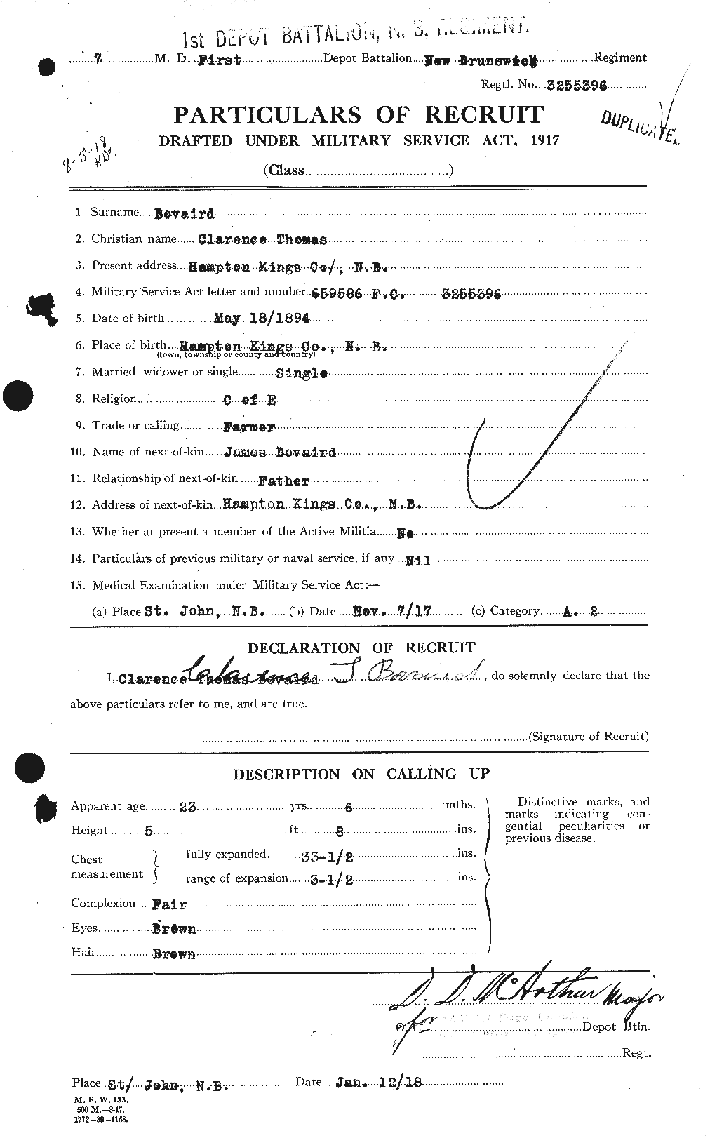 Personnel Records of the First World War - CEF 254396a
