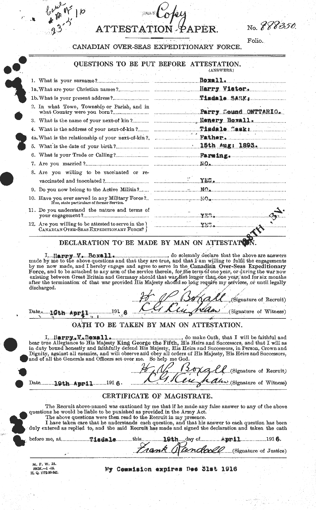 Personnel Records of the First World War - CEF 254477a