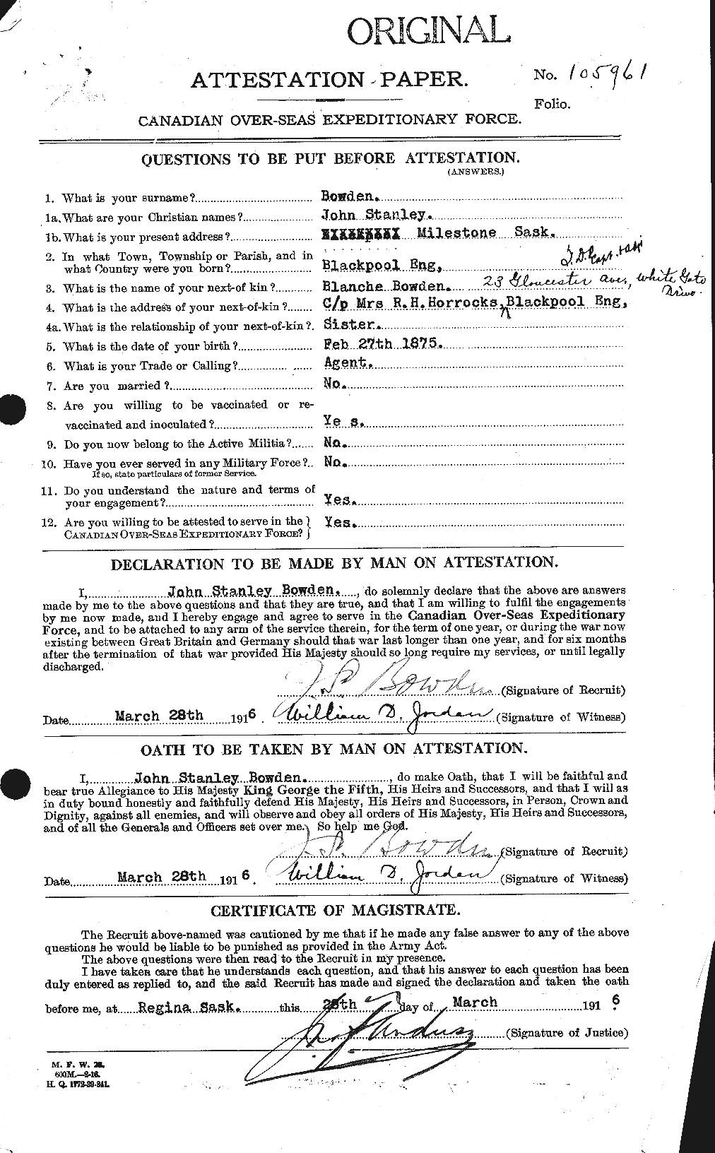 Personnel Records of the First World War - CEF 254593a