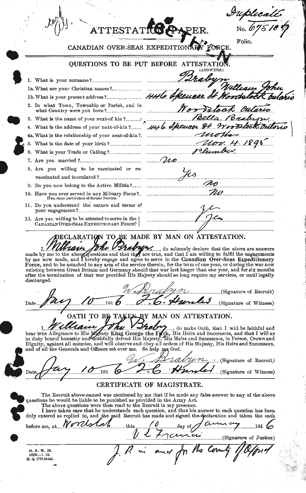 Personnel Records of the First World War - CEF 254639a