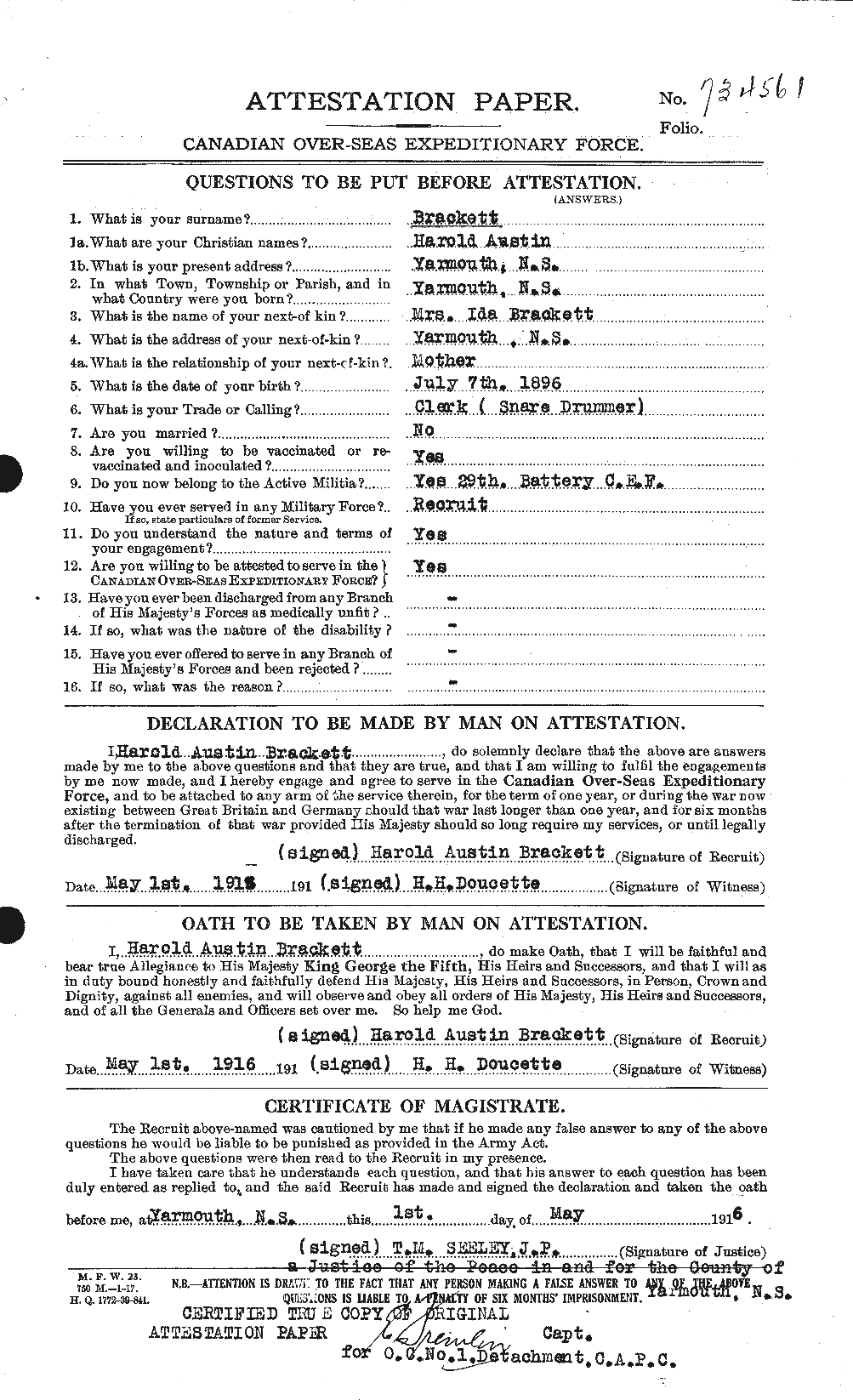 Personnel Records of the First World War - CEF 254733a